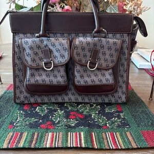 Dooney & Bourke Gray and Brown Monogram Satchel
